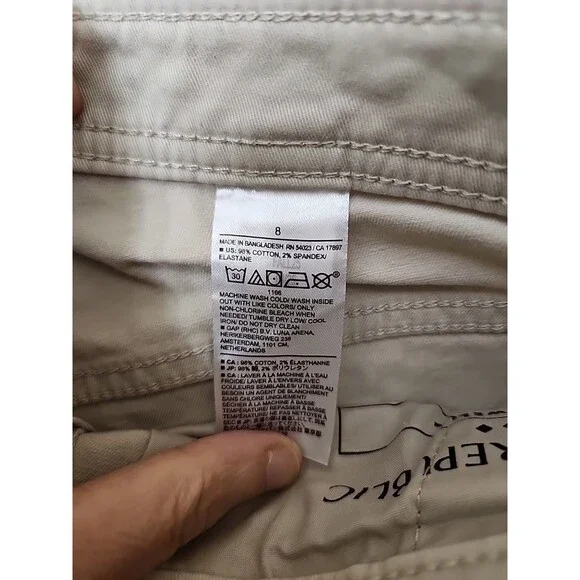 Banana Republic Wide-Leg High-Rise Cropped Chino Pants Women 8 Twine Raw Hem NEW - Picture 10 of 13